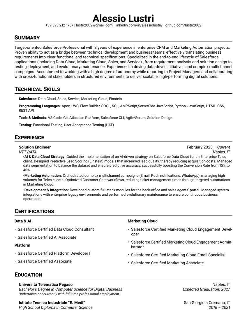 CV in English, PDF